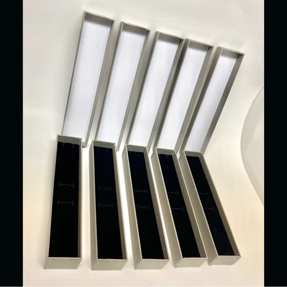 WHOLESALE | 5 pack of Long JEWELRY BOXES | Cardboard & Black Sponge Padding - Picture 4 of 14